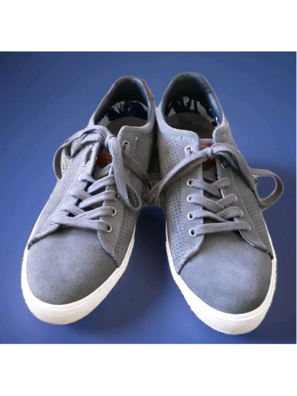 ORIGINAL PENGUIN-DAN-Suede Sneakers-Perforated Steel Gray-Sz 9.5-Nice!